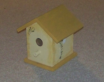 Yellow and Gold Cedar Birdhouse