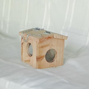 Hanging Small Four Sided Cedar Bird Feeder