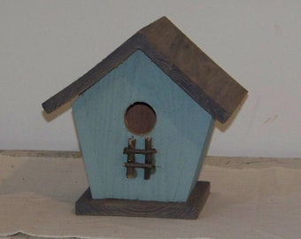 Two Tone Blue Birdhouse