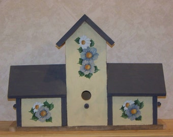 Four Compartment Hand Painted Birdhouse