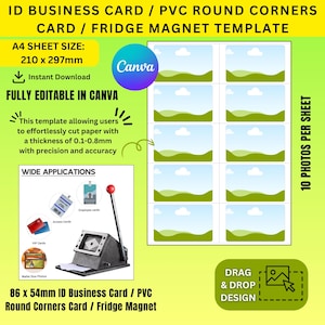 Modèle 86 x 54 mm pour carte de visite/carte PVC coins arrondis/aimant de réfrigérateur
