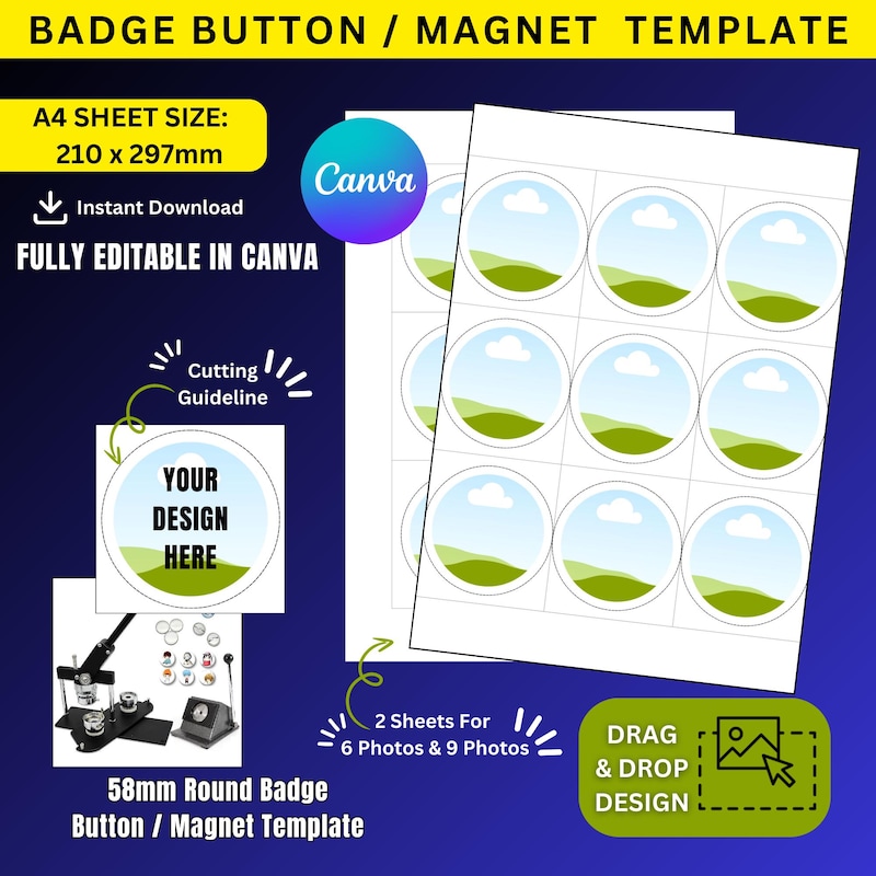 58mm Pin Template - Etsy