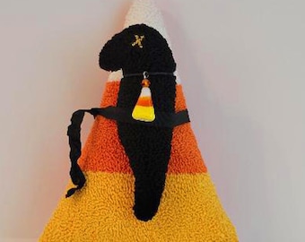Halloween Punch Needle, Crow Punch Needle, Candy Corn Punch Needle, Finished Punch Needle, Bowl Filler, Cupboard Tuck, Halloween Decoration