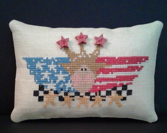 Cross Stitch Lady Liberty Cross Stitch Americana Finished Cross Stitch Pillow Tuck