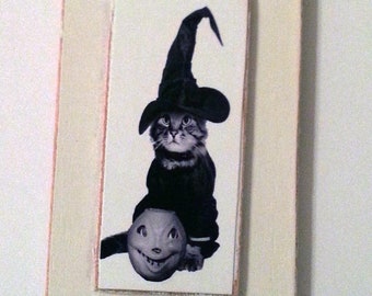 Halloween Ornament Black Cat Witch Vintage Image Photo