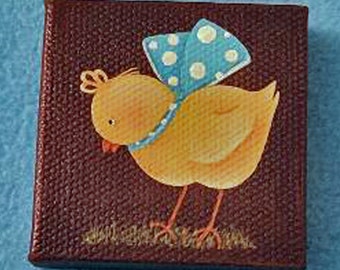 Chick Painting Easter Chick Spring Chick Folk Art Painting Small Painting