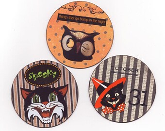 Artist Trading Coins & Envelopes (3), Halloween Artist Trading Coins, Halloween Art, Mixed Media Art