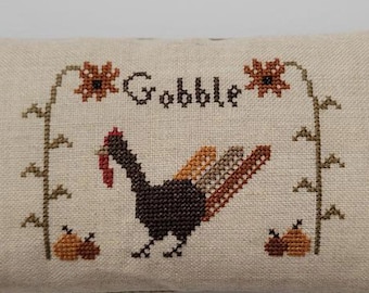 Cross Stitch Turkey, Cross Stitch Fall, Cross Stitch Small Pillow, Finished Cross Stitch, Folk Art Primitive Cross Stitch, Turkey