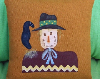 Scarecrow Fall Pillow Scarecrow Hand Painted Folk Art Pillow Home Decor