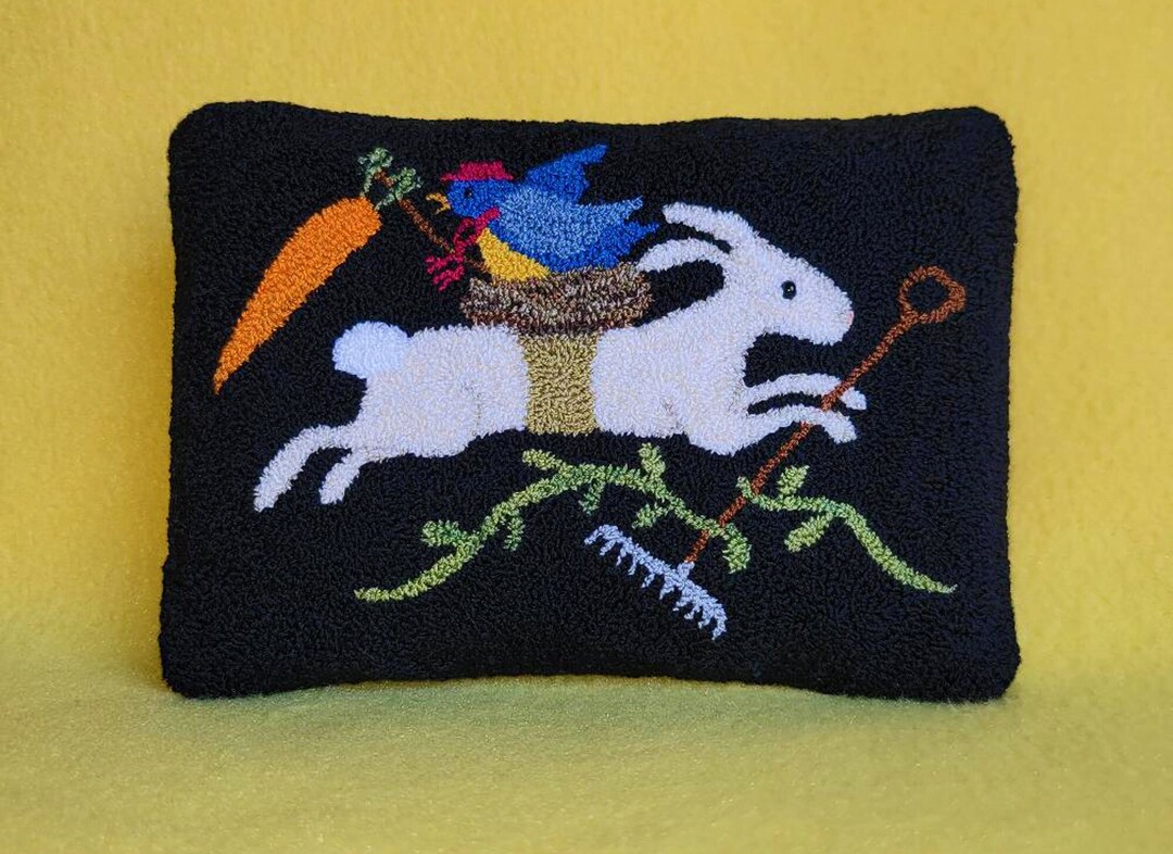 Punch Needle Bunny, Punch Needle Rabbit Pillow, Garden Bunny Punch ...