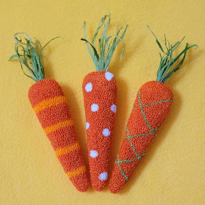 Punch Needle Pattern Carrots, PDF Instant Download, Punch Needle Pattern Carrot Trio, Carrot Bowl Filler, Punch Needle PDF Carrot Pattern image 1