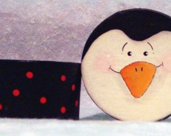 Penguin Hand Painted Gift Box Christmas OOAK