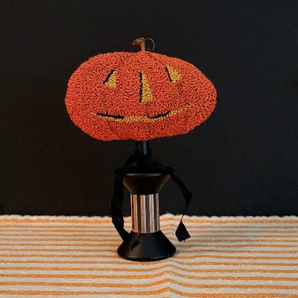 Halloween Punch Needle Pumpkin Punch Needle Primitive Punch Needle Finished Punch Needle Folk Art Punch Needle Pumpkin Jack