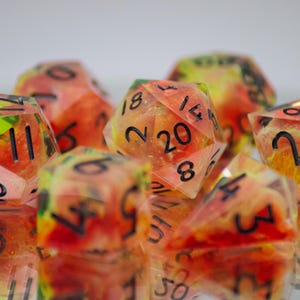 Ashen Phoenix - Premium Handmade Sharp Edge Polyhedral D&D Dice Set, Resin DnD Dice, rpg D20, Pathfinder, TTRPGs, Unique gift, Art
