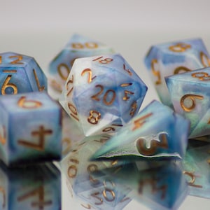 Aurora Borealis - Premium Handmade Sharp Edge Polyhedral Resin Art Dice Set for D&D, Pathfinder, TTRPGs and other games