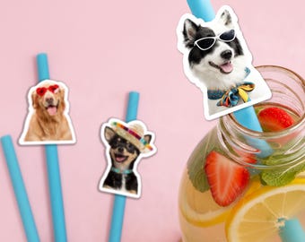 Custom Die Cut Pet Straw | Personalized Pet Shape Drinking Straw | Reusable Straw with Your Dog or Cat Silhouette | Gift for Pet Lovers
