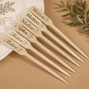 Custom Wooden Craft Picks with Text/Logo Food Picks Party Favor/Cocktail and Appetizer Skewers/Bulk Disposable Bamboo Picks BBQ Kebab Picks