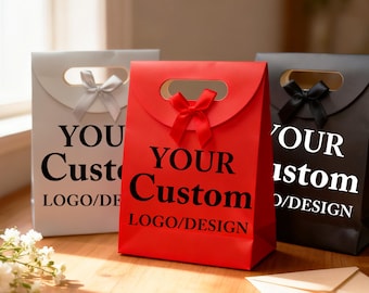 Custom Bow Gift Bag, Personalized Photo Favor Pouch, Small Present Sack with Name, Party Table Decor, Reusable Goodie Bag