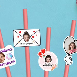 Custom Bachelorette Party Face Straws/Party Straws with Pictures/Engagement Party/Bridal Shower Supplies/Party Straw Birthday Decor DIY