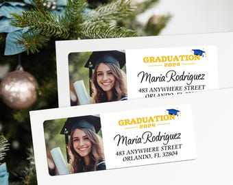 2024 Graduation Return Address Labels with Photo/Graduation Guest Address Label/Photo Grad Mailing Label/Invitation Recipient Address Labels
