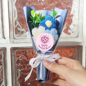 Mixed Flowers Bouquet Wrapped Gifts, Mini Handmade Knitted Flower Gifts for Her, Housewarming Gifts, Forever Flower, Birthday Gift Bouquet