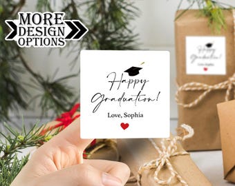 Bulk Custom Graduation Favor Labels/Graduation Gift Stickers/Grad Party Stickers/Personalized Graduation Gift Tags/Grad Cap Thank You Labels