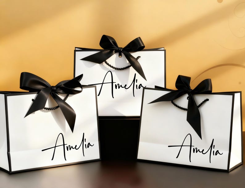 Personalized Name Gift Bags With Bow/ Custom Text/bachelorette Party ...