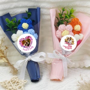 Personalized Love Keepsake, Valentine&#39;s Day gift. Crochet Flowers Bouquet Handmade, Handmade Knitted Flower Bouquet, Flower Mix & Match