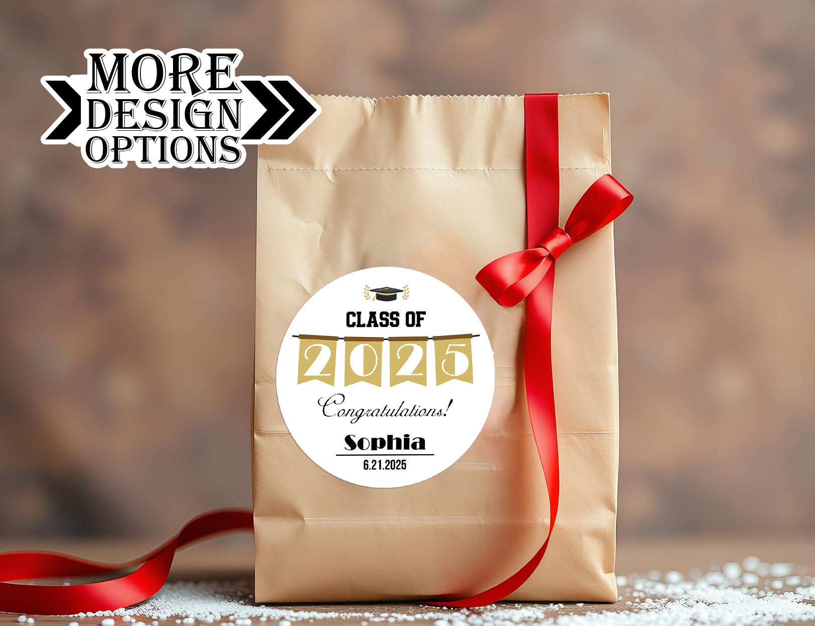 Graduation Themed Labels Custom Graduation Party Gift Labels in Bulk, Class of 2025 Gift Tags ...