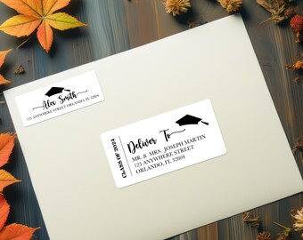 Graduation Card Return & Recipient Address Labels/Custom Holiday Address Labels/Graduation Guest Address Stickers/Grad Mailing Stickers