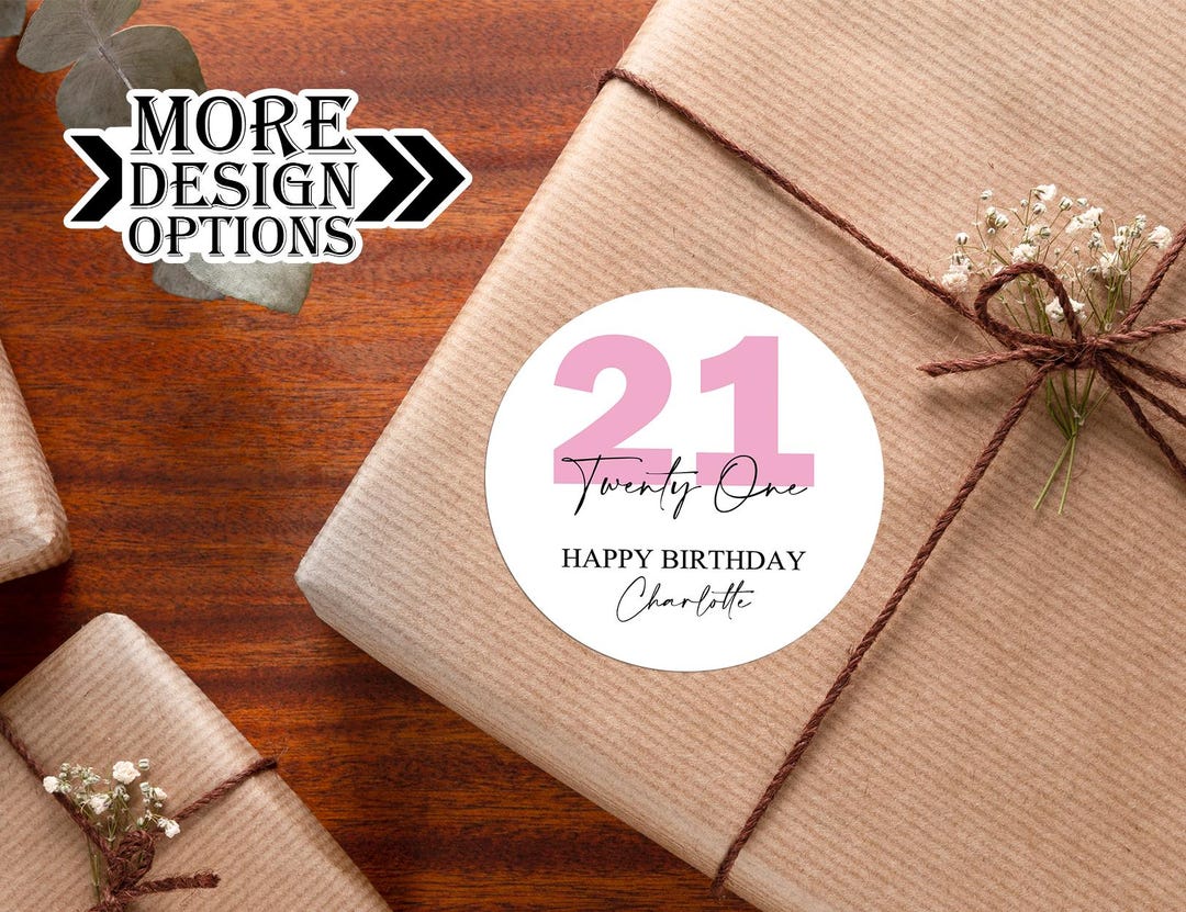 21st Birthday Gift Labels, 21st Happy Birthday Gift Tags, Personalized ...