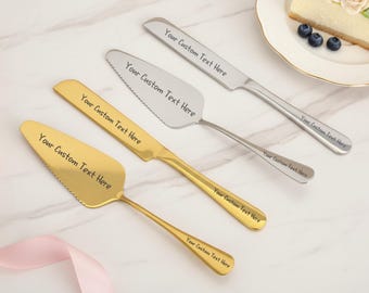 Custom Cake Cutting, Gift Server Knife, Engraved Cake Cutter Serving for Bridal Shower, Anniversary Gift for Her, Birthday Engraved Knife