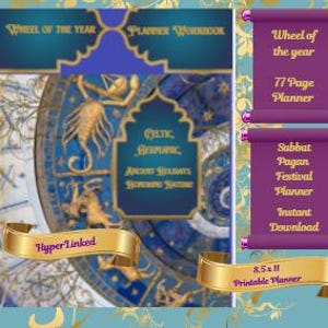 Sabbat Planner Guide Journal, Wheel of the Year, Turning the Wheel, Honoring the Sabbats, Wiccan, Pagan Neo-Pagan Druid Witch Wheel of Life
