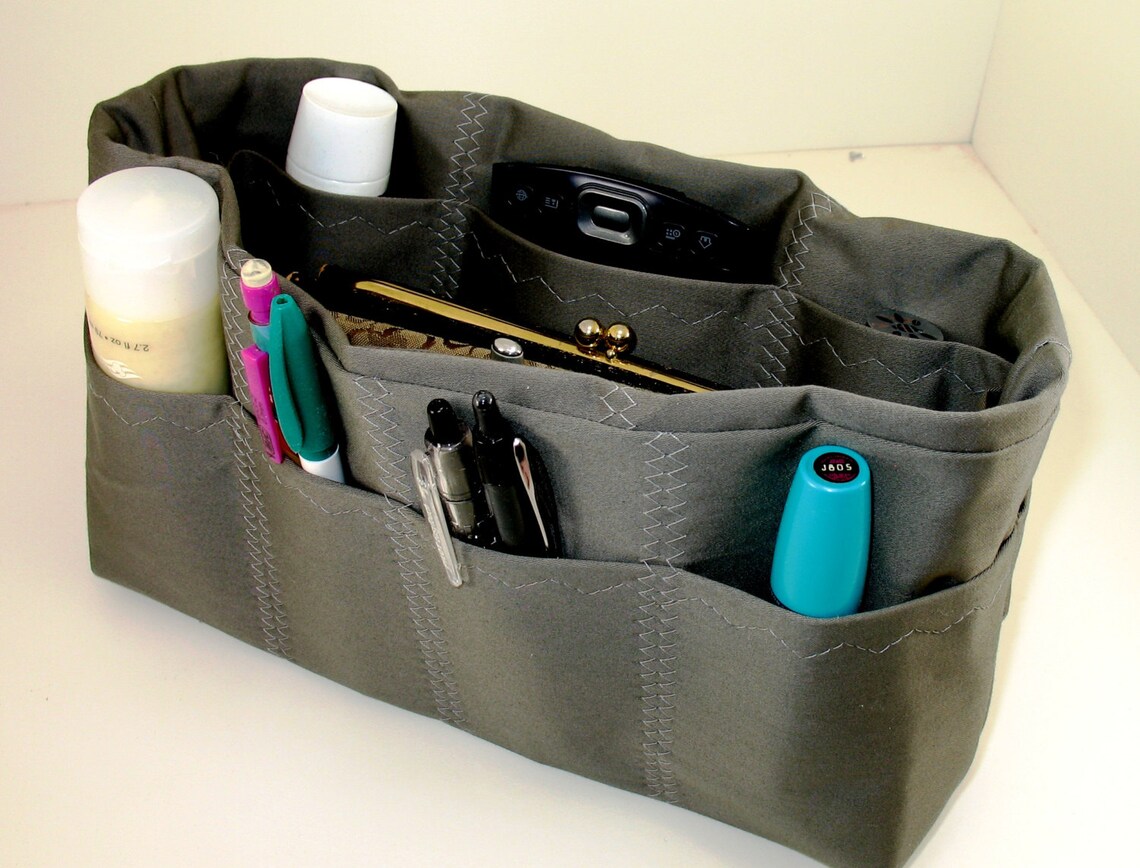 Purse Organizer Insert With Enclosed Bottom Solid Gray Etsy