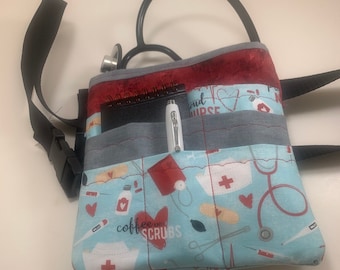 Nurse  pocket organizer tool belt- fanny pack - Nurse Themed Print- Made to Order-