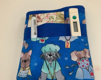 Nurse scrubs pocket organizer, purse organizer, lab coat pocket organizer - Student - Doctor Dogs Print -Made to Order