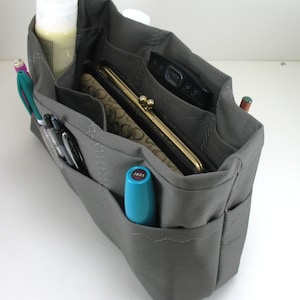 Inserto organizador de bolso con parte inferior cerrada - Se muestra gris sólido - 5 tamaños disponibles - tamaño grande en la foto - otros colores sólidos disponibles
