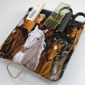 Medical Pocket Organizer - Nurse Scrubs Pocket Case - Vet Tech -Two Sizes to choose from - Horses Pattern