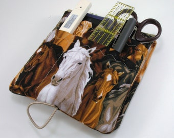 Horse Print Medical Pocket Organizer: Nurse, Vet Tech Scrubs Case
