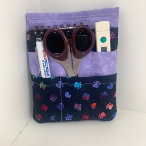 Nurse scrubs pocket organizer, purse organizer, lab coat pocket organizer - Paw prints fabric -Made to Order
