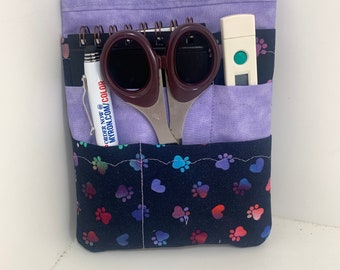 Nurse scrubs pocket organizer, purse organizer, lab coat pocket organizer - Paw prints fabric -Made to Order