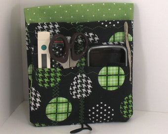Cargo Pocket Organizer - Nurse Pocket Case - Scrubs Pocket Organizer -Houndstooth Circles -Made to order- Two sizes in three colors