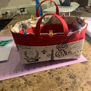 Paris Postcard Print Purse Organizer Insert - Bucket Style Tote