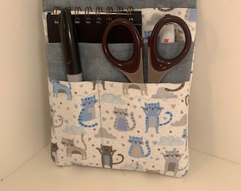 Blue and Gray Kitties Print Pocket Organizer: Nurse, Vet Tech, Student