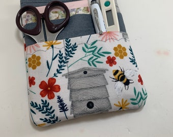 Nurse or Doctor Pocket Organizer - Made to order in two sizes - Bees and Hives Print