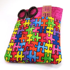 Nurse scrubs pocket organizer, purse organizer, lab coat pocket organizer Autism Puzzle Fabric Made to Order image 3