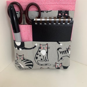 Nurse or Doctor Pocket Organizer - Made to order - Black and Gray Kitties Print