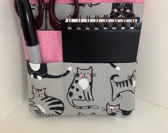 Nurse or Doctor Pocket Organizer - Made to order - Black and Gray Kitties Print