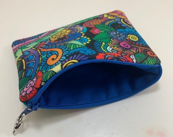 Zipper Pouch - Coin Purse - Colorful Swirls Fabric