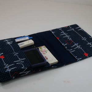 Medical Pocket Organizer - Nurse Scrubs Pocket Case - Two Sizes to choose from - Heartbeat fabric image 3